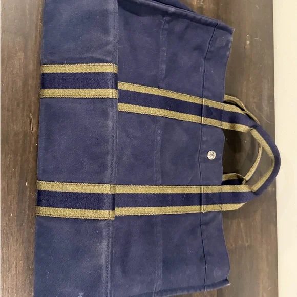 Hermes Navy and Olive Canvas Briefcase
